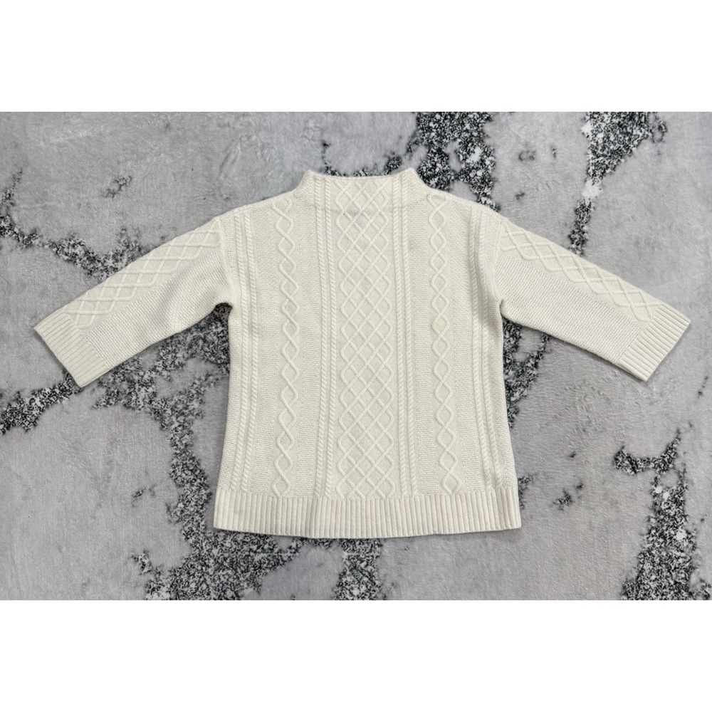 Talbots 100% Cashmere Sweater Womens Medium Ivory Cable Knit Classic Soft Casual
